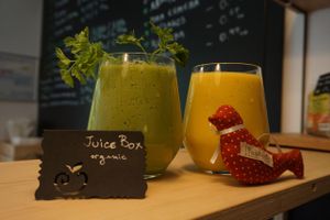 Fresh cold pressed organic juices and velvet smoothies at JuiceBox in Sofia