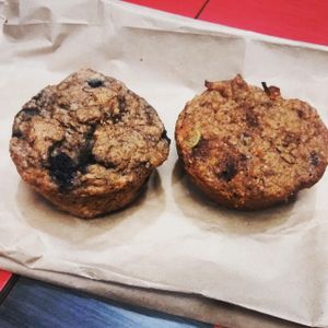Banana blueberry and morning glory muffin at Blue Apples in Halifax