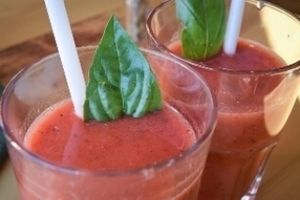 split one large smoothie between 2 glasses and they were still huge at Blue Apples in Halifax