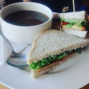 BLT and mushroom miso soup at Blue Apples in Halifax