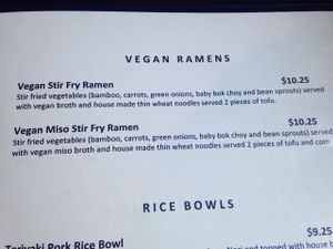 Menu at Samurai Noodle in Houston
