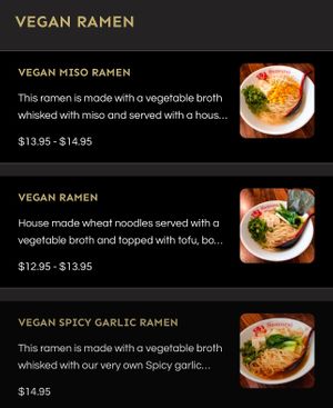 Menu  at Samurai Noodle in Houston