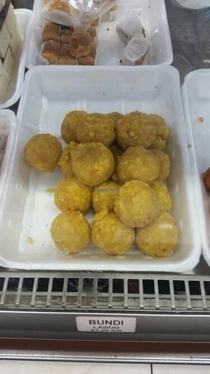 Bundi Ladoo at Pooja Sweets and Savories in Cardiff