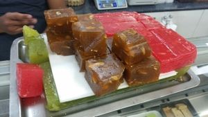 3 types of halwa at Pooja Sweets and Savories in Cardiff