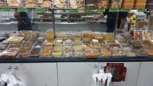 variety of snacks: spice nuts, mixtures, savoury snacks at Pooja Sweets and Savories in Cardiff