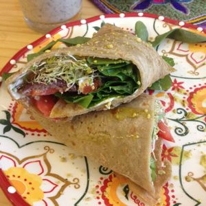 the Mediterranean wrap (14 soles), so delicious! at La Chakra in Lima