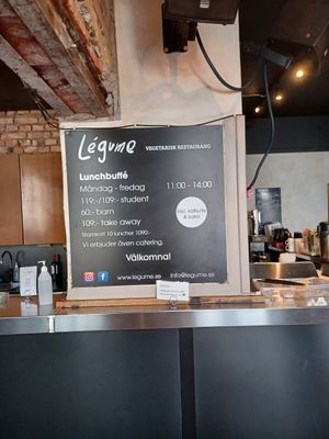 Prices and opening hours at Legume in Uppsala
