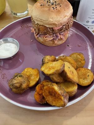 Crispy tofu burger  at El Jardín de Jazmín in Lima