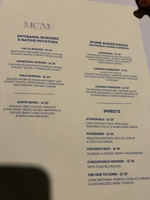 Menu  at El Jardín de Jazmín in Lima