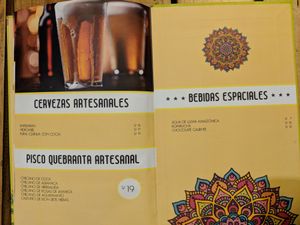 Menu at El Jardín de Jazmín in Lima