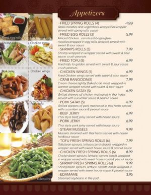 Appetizers menu  at Chiangmai Thai Kitchen in Longview