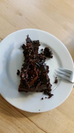 chocolate pear cake at Zyzna in Wroclaw