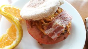 Vegan Egg Muffin with Bac-un at One Veg World in Pasadena