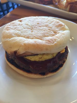 Egg muffin with soysage at One Veg World in Pasadena