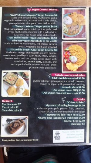 Menu 2 at Mishqui Quinde Sweet Hummingbird in Mindo