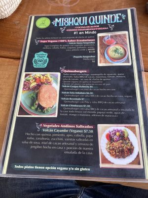 Menu April 2025  at Mishqui Quinde Sweet Hummingbird in Mindo