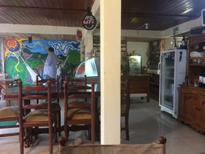 Pretty murals and good food  at Mishqui Quinde Sweet Hummingbird in Mindo