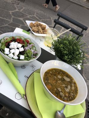 Farro soup at Universo Vegano in Florence