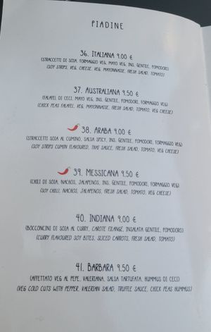 Menu 6 at Universo Vegano in Florence