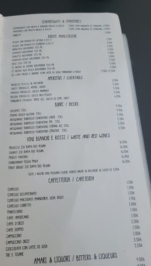 Menu 9 at Universo Vegano in Florence