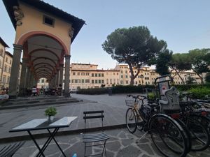 The view from the outdoor seating at Universo Vegano in Florence