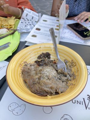 HOW IS THIS SUPPOSED TO BE PESTO LASAGNA??? We let the pigeons eat it, and they seemed to love it at least😍 but this not even taste remotely like pasta I have no idea what this  at Universo Vegano in Florence