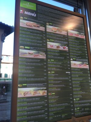 The menu 2015 at Universo Vegano in Florence