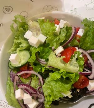 Greek salad #Veganuary at Universo Vegano in Florence