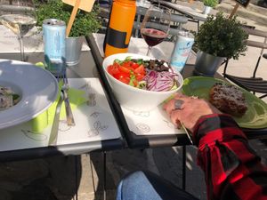 The white sauce ravioli with out the tomatoes and arugula was very good. at Universo Vegano in Florence