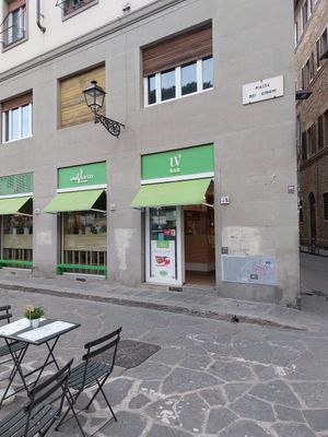Outside dining area at Universo Vegano in Florence