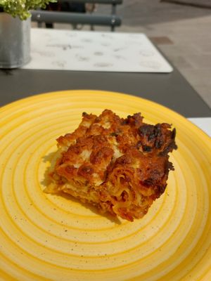 Vegan lasagna at Universo Vegano in Florence
