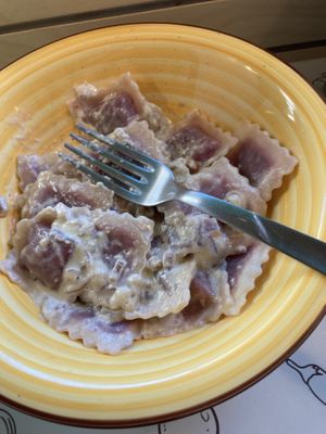 Beet ravioli  at Universo Vegano in Florence