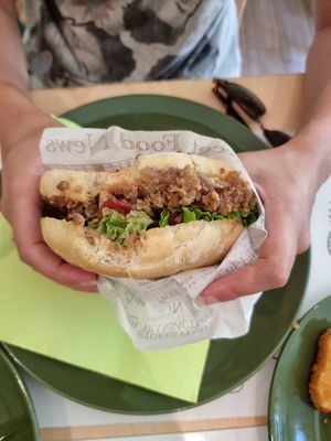 Kebab burger at Universo Vegano in Florence