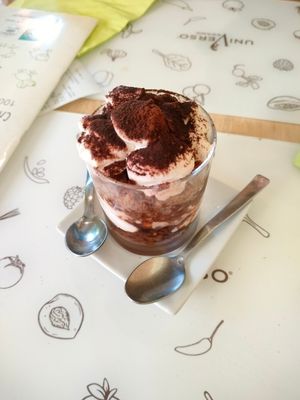 Tiramisu from vegan mascarpone at Universo Vegano in Florence