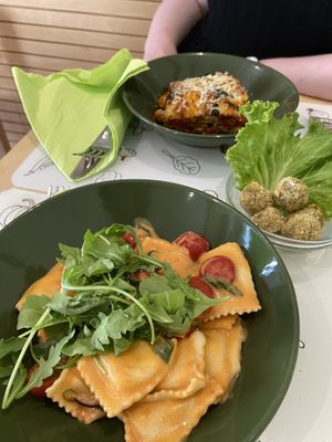 Very yummy food! We ordered the Parmigiana di melanzane and the ravioli formaggio and enjoyed it a lot! Very creamy and non-vegan approved. The staff was super friendly as well!:)  at Universo Vegano in Florence