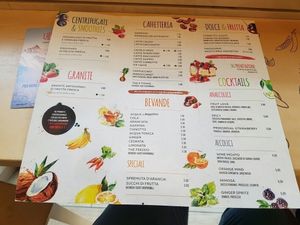 drink menu  at Universo Vegano in Florence