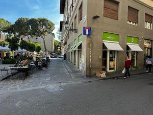 Outside seating on a nice piazza  at Universo Vegano in Florence