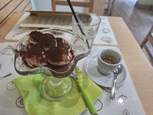 Tiramisu & espresso at Universo Vegano in Florence