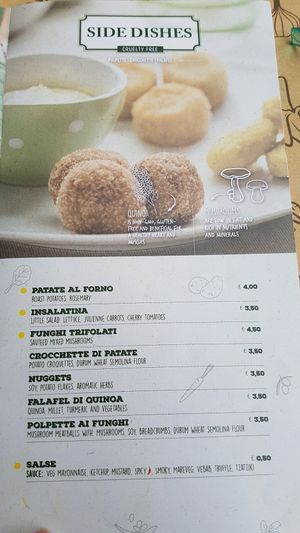 menu at Universo Vegano in Florence