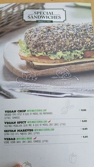 menu at Universo Vegano in Florence