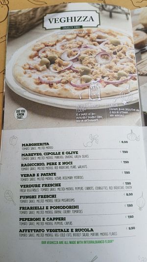 menu at Universo Vegano in Florence