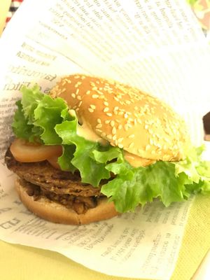 Great tasty burger! at Universo Vegano in Florence