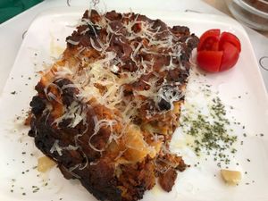 Lasagna at Universo Vegano in Florence