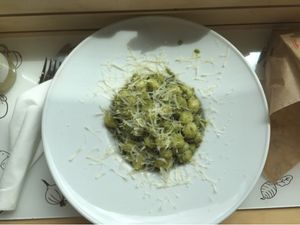 Pesto Gnocchi at Universo Vegano in Florence