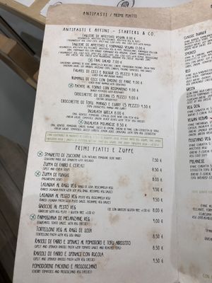 Menu at Universo Vegano in Florence