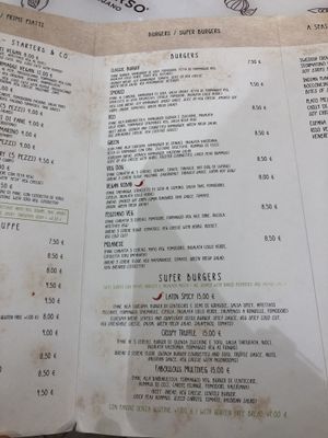 Menu at Universo Vegano in Florence