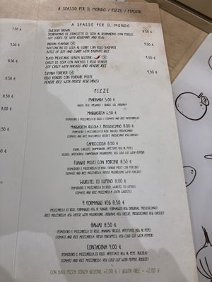 Menu at Universo Vegano in Florence