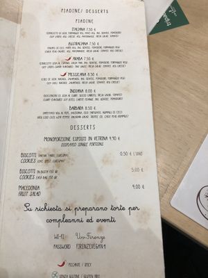 Menu at Universo Vegano in Florence