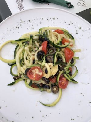 Zucchini pasta (so goooood) at Universo Vegano in Florence