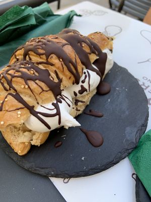 Croissant with chocolate and lemon cream at Universo Vegano in Florence